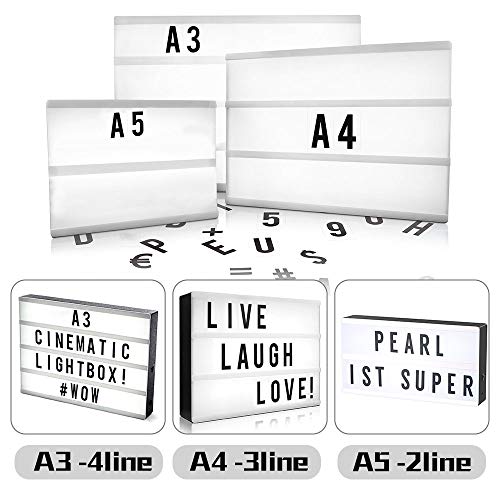 SNAGAROG 104pcs Cinema Light Box Letters 65x35mm Led Cinema Board Light Box Reemplazo de letras y números Símbolos para A3 A4 A5 Cinematic Lamp Box (Negro)