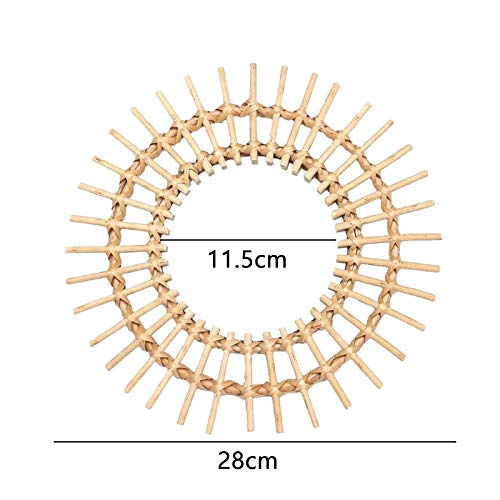 SNOWINSPRING Espejo Redondo de RatáN para Maquillaje Espejo de DecoracióN de Arte Innovador Ba？O Espejos para Colgar en la Pared ArtesaníA