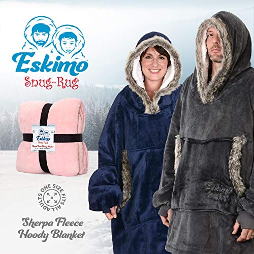 Snug Rug The Eskimo Manta Sudadera con capucha Mantas Super Soft Warm Premium Sherpa Fleece – De gran tamaño Adultos Talla única unisex para hombre y mujer