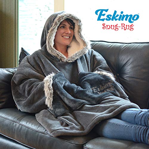 Snug Rug The Eskimo Manta Sudadera con capucha Mantas Super Soft Warm Premium Sherpa Fleece – De gran tamaño Adultos Talla única unisex para hombre y mujer