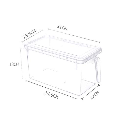 SODIAL Contenedores de Almacenamiento para Refrigeradora, Organizador de FrigoríFico Apilable con Asa para Mantener Fresco Frutas, Verduras, Carne, Paquete de 4, Transparente