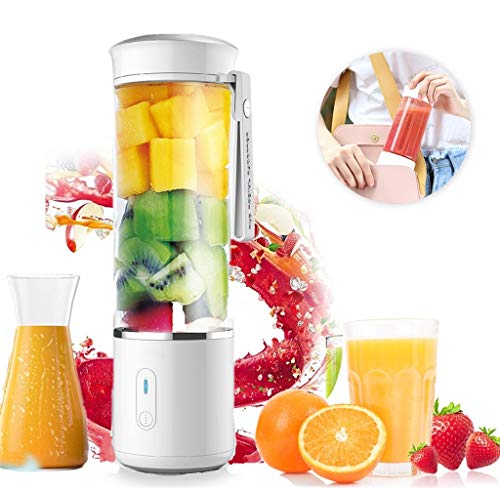 SOFIT Licuadora Portátil, Vidrio Mini Batidora Exprimidor Eléctrico Extractor de Vaso, Fruta, Verdura, Smoothies, Milkshake, Recargable con USB, Para Turismo, Deportes,Libre de BPA, 500ml (Blanco)