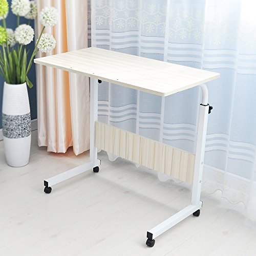 sogesfurniture Mesa Portátil Ordenador Ajustable con Ruedas, 80 * 40cm Mesa sofá Mesa de Escritorio para Cama o Sofá, Arce Blanco 05#1-80MP-BH