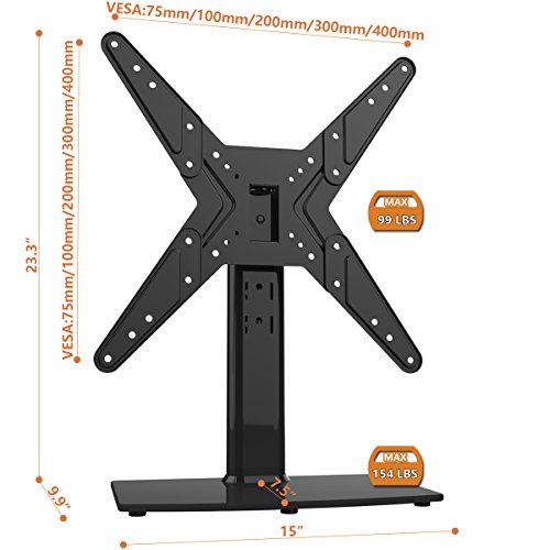 Soporte giratorio universal para TV de 21 a 47 pulgadas con giro de 90 grados, altura de 4 niveles ajustable, base de vidrio templado resistente, soporta hasta 45 kg, HT02B-002P