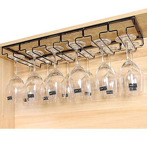 Soporte para Copas, Estante colgante para copas de vino de Metal con rieles 6, sostiene copas de vino y copas de cristal, 60 x 22.5 x 5.5cm (rieles 6)