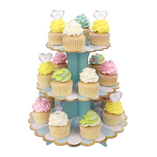 Soporte para Cupcakes 3-Tier Cartón Cupcake Stand Redondo Soporte Postre para Bebé Shower Niños Fiesta Cumpleaños Party Temático