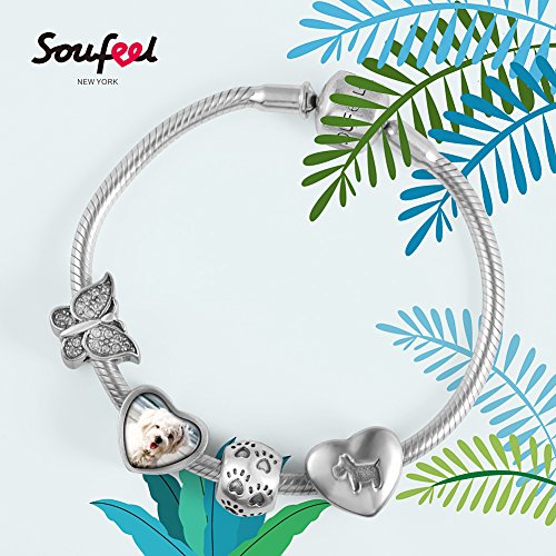 SOUFEEL Abalorio Charm Pulsera de Foto Personalizado Plata de Ley Navidad Cumpleaño y Aniversario para Madre Mujer Niña