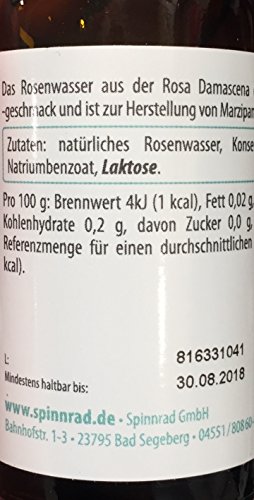 Spinnrad Rosenwasser zum Backen und Kochen, 50 ml Solución