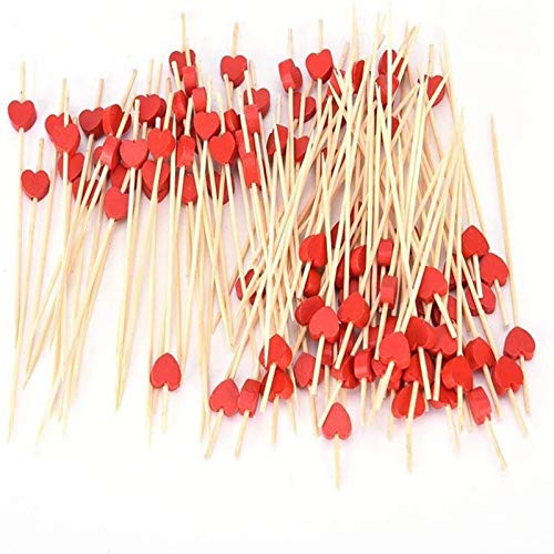 Splendid 100 Piezas Palillos para CóCteles, Brochetas De CóCtel De CorazóN Rojo 12cm, para Comida Decorada, Copa de Cóctel, Fiesta de Cumpleaños de Carnaval, Fiesta de Cumpleaños Infantil