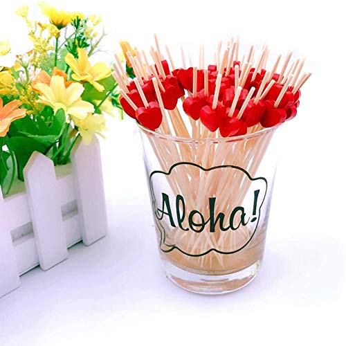 Splendid 100 Piezas Palillos para CóCteles, Brochetas De CóCtel De CorazóN Rojo 12cm, para Comida Decorada, Copa de Cóctel, Fiesta de Cumpleaños de Carnaval, Fiesta de Cumpleaños Infantil