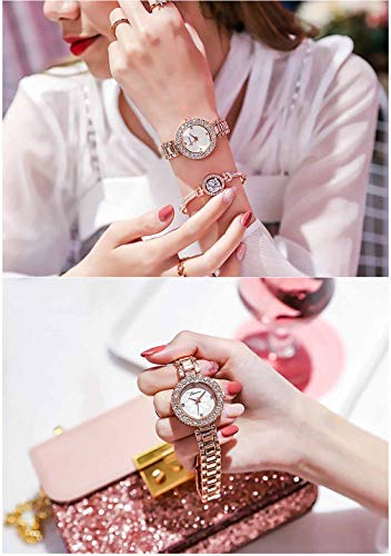 SPORETE Collar 3 de Las Mujeres determinadas Relojes de Pulsera, Moda Pulsera de Cuarzo con Correa de Acero Inoxidable, Cristal Alta Definición, Delgado Ladys Reloj Resistente al Agua 30M