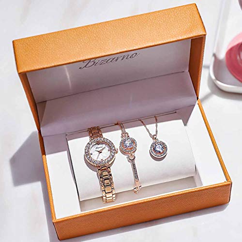 SPORETE Collar 3 de Las Mujeres determinadas Relojes de Pulsera, Moda Pulsera de Cuarzo con Correa de Acero Inoxidable, Cristal Alta Definición, Delgado Ladys Reloj Resistente al Agua 30M