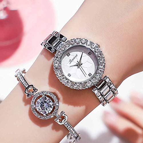 SPORETE Collar 3 de Las Mujeres determinadas Relojes de Pulsera, Moda Pulsera de Cuarzo con Correa de Acero Inoxidable, Cristal Alta Definición, Delgado Ladys Reloj Resistente al Agua 30M