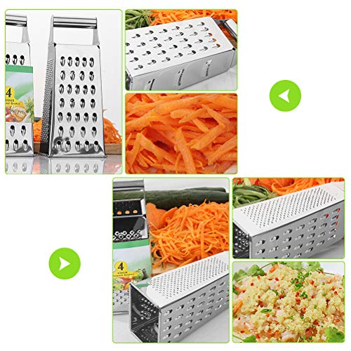 Stainless Steel Multi-Purpose Box Grater,4 Sided Handheld Cheese Grater Vegetables Fruit Slicer Chopper for Kitchen