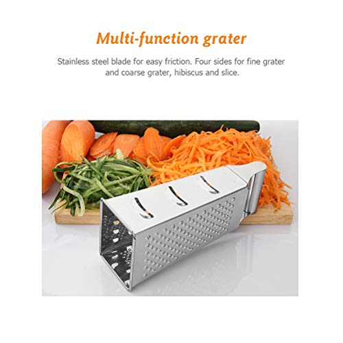 Stainless Steel Multi-Purpose Box Grater,4 Sided Handheld Cheese Grater Vegetables Fruit Slicer Chopper for Kitchen