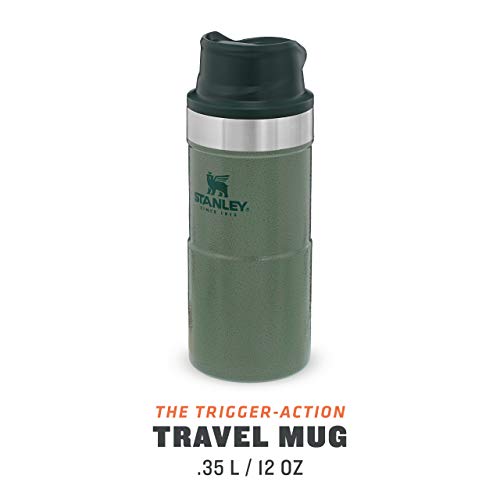 Stanley The Legendary Classic Vacuum Trigger-Action Travel Mug .35L Hammertone Green 18/8 Stainless Steel Double-Wall Vacuum Insulation Water Bottle Leakproof Dishwasher Safe Naturally Bpa-Free