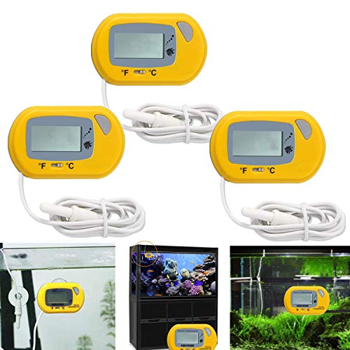 STARPIA 3 PCS Termómetro Digital para Nevera y Congelador, Monitor LCD de Temperatura con Termómetro Digital y Sonda Externa para refrigerador congelador refrigerador Acuario (Amarillo)