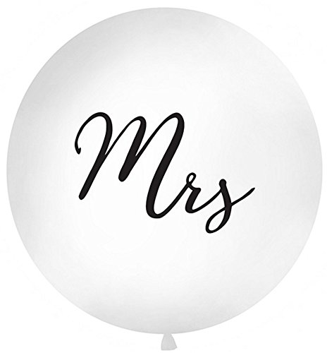 strong ballons Pack 2 Globos Especial Bodas DIÁMETRO 1 Metro Blanco Impreso con LOS Textos Mr./Mrs.