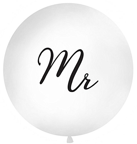 strong ballons Pack 2 Globos Especial Bodas DIÁMETRO 1 Metro Blanco Impreso con LOS Textos Mr./Mrs.