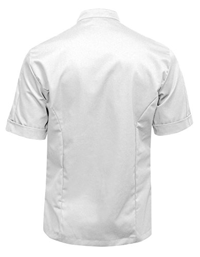 strongAnt® - Chaqueta Cocinero de Manga Corta. Uniforme de Chef Hombre. Ropa de Cocina - Hecho en EU - Blanco XL