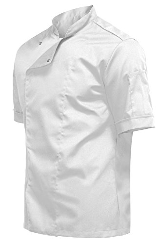 strongAnt® - Chaqueta Cocinero de Manga Corta. Uniforme de Chef Hombre. Ropa de Cocina - Hecho en EU - Blanco XL