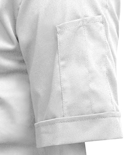 strongAnt® - Chaqueta Cocinero de Manga Corta. Uniforme de Chef Hombre. Ropa de Cocina - Hecho en EU - Blanco XL