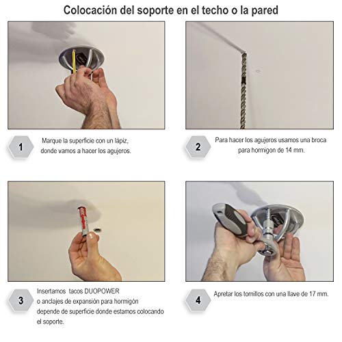 Stryser Maxbolt Anclaje de Pared Soporte de Techo para Entrenamiento en suspensión Trainer Cintas elásticas musculación Fitness Cuerdas Crossfit Incluye Tornillos con Tacos