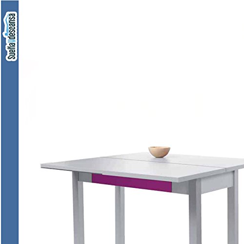 Sueña y Descansa Mesa Libro Tapa de Cristal Color Morado 90 x 50 cm Extensible 90x 100 cm