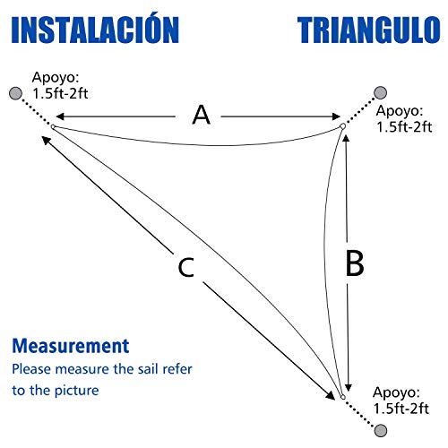 Sunnylaxx Vela de Sombra Triangular 3.6 x 3.6 x 3.6 Metros, toldo Resistente e Impermeable, para Exteriores, jardín, Color Arena