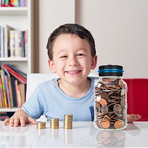 Sunsbell Hucha Contador, Caja de Ahorro de Monedas Euro Dinero Moneda Caja de conteo de Gran Capacidad para Pantalla LCD Caja de Monedas Banco de Ahorro Contenedor para niños (1.5L)