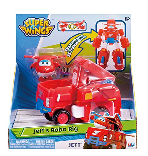 Super Wings- Deluxe Transforming Jett Vehicle, Color Rosso, 7 Pulgadas (Alpha Animation & Toys Ltd EU720311)