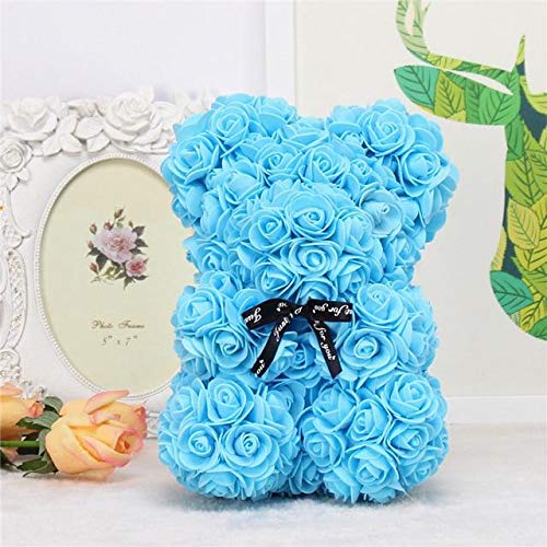 SUPERMOLON Oso Rosas Foam con Caja de Regalo Original - Rose Bear Oso de Rosas Artificiales - Regalo San Valentín, Enamorados, Aniversario, Amor - Entrega en 24h (Azul)