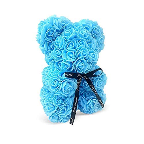 SUPERMOLON Oso Rosas Foam con Caja de Regalo Original - Rose Bear Oso de Rosas Artificiales - Regalo San Valentín, Enamorados, Aniversario, Amor - Entrega en 24h (Azul)