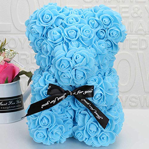 SUPERMOLON Oso Rosas Foam con Caja de Regalo Original - Rose Bear Oso de Rosas Artificiales - Regalo San Valentín, Enamorados, Aniversario, Amor - Entrega en 24h (Azul)