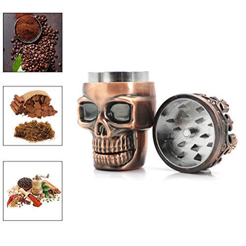 Surenhap Molinillo de Hierbas King Skull, Molinillo de triturador Antiguo Coronado para Tabaco, Especias, café, Duradero, de aleación, 3 Capas