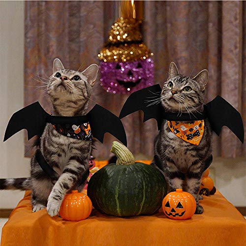 sus Alas de Murciélago para Mascotas de Halloween, con 2 Campanas, Disfraz para Gatos, Ropa para Disfraces de Mascotas de Halloween, para Cachorro, Perro, Gato