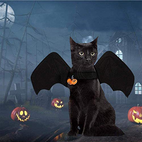 sus Alas de Murciélago para Mascotas de Halloween, con 2 Campanas, Disfraz para Gatos, Ropa para Disfraces de Mascotas de Halloween, para Cachorro, Perro, Gato