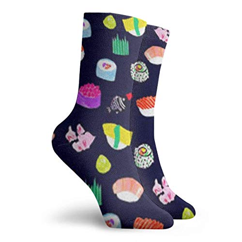 Sushi dibujos animados coloridos calcetines de tripulación regalo divertido para mujeres hombres