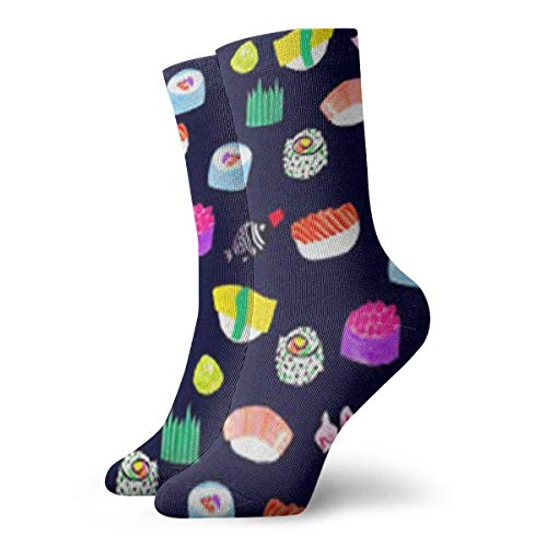 Sushi dibujos animados coloridos calcetines de tripulación regalo divertido para mujeres hombres