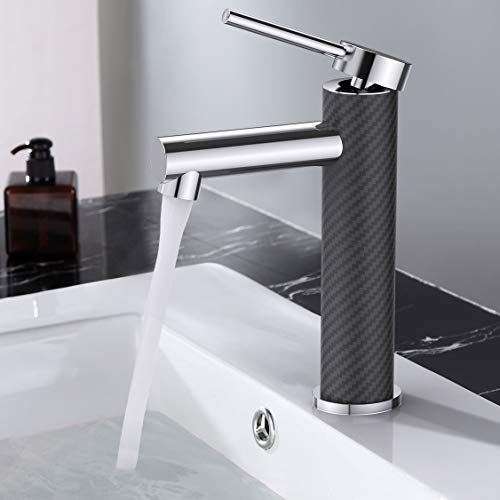 Synlyn Black Carbon Fiber Faucet Grifo de baño Monomando Mezclador Grifo de baño para baño Baño Lavabo Lavabo Mezclador de una sola palanca