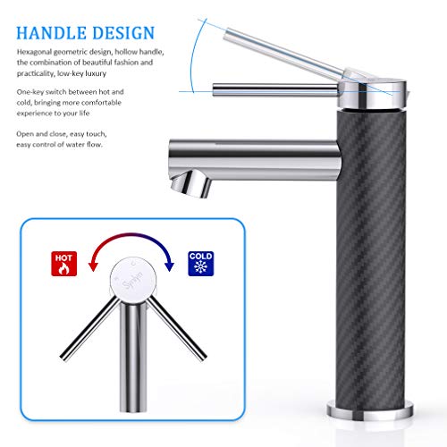 Synlyn Black Carbon Fiber Faucet Grifo de baño Monomando Mezclador Grifo de baño para baño Baño Lavabo Lavabo Mezclador de una sola palanca