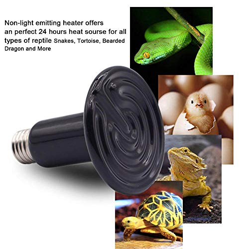 SYWAN 4pcs Lámpara de Calor de Reptil de Cerámica E27 220-240V Bombilla Emisor de Calor Infrarrojo Mascotas Nido Caliente Negro para Lagartos Tortuga Pollos Gatos (150w)