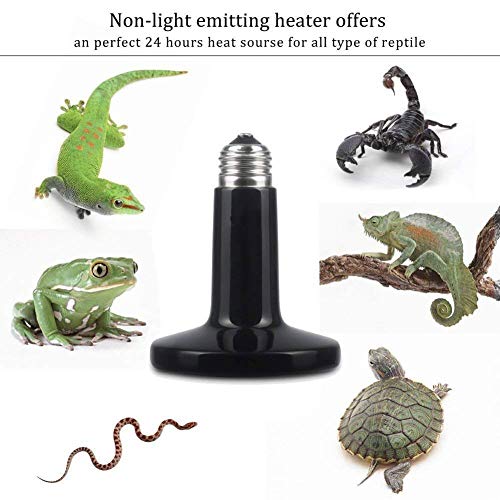 SYWAN 4pcs Lámpara de Calor de Reptil de Cerámica E27 220-240V Bombilla Emisor de Calor Infrarrojo Mascotas Nido Caliente Negro para Lagartos Tortuga Pollos Gatos (150w)