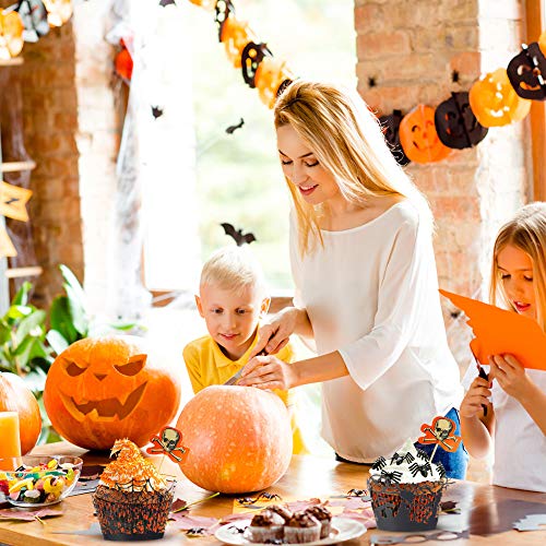 Tao Pipe - Envoltura para magdalenas de Halloween, 60 unidades de papel negro para magdalenas de papel de color negro