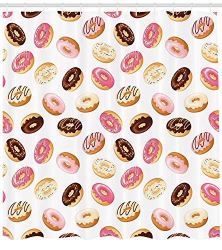 taquxinlaowan Cortina de Ducha de Alimentos Postre Americano Donuts Imprimir para baño