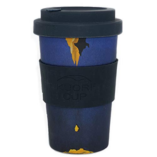 Taza de café de bambú Dios de fusión (tapa azul)