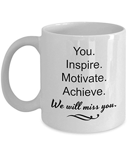 Taza de café divertida para regalar a la oficina Goodbye You Inspire Motivate Achieve We Will Miss You, Coworker Boss dejando Farewell Parting