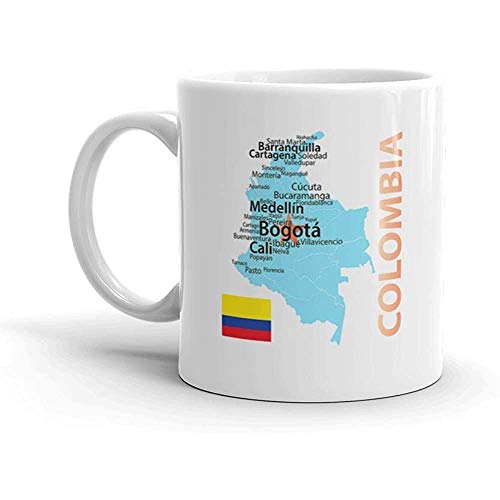 Taza de café divertida - Taza de café de cerámica de Colombia o Cali, blanca