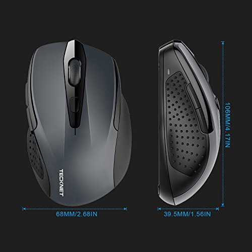 TECKNET Ratón Inalámbrico Bluetooth, Pro Wireless Mouse con Indicador de Batería, 5 Niveles dpi, 2600/2000/1600/1200/800 dpi, Óptico, 5 Botones, 24 Meses Duración de Batería