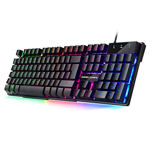 Teclado de PC Empire Gaming Empire K300 QWERTY– 105 teclas semi-mecánicas con 19 teclas anti-gosthing 12 accesos directos multimedia Retroiluminación LED RGB